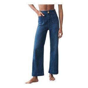 PILCRO ANTHROPOLOGIE Blue Flare Wide Leg High-Rise Jeans